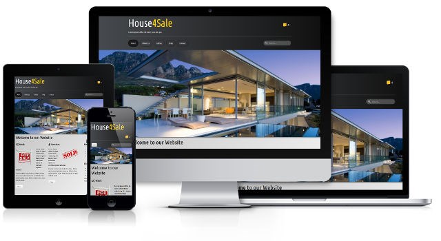 Responsive Website Vorlage für Immobiliengeschäft oder Hausverkauf