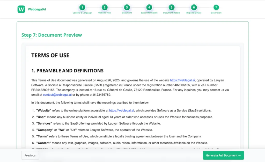 WebLegalAI preview