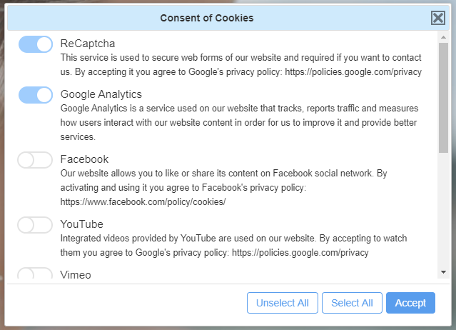 GDPR cookie consent example