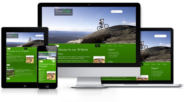 Responsive website template for bike club or sport club