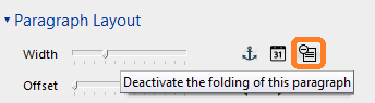 Deactivate the folding of a paragraph