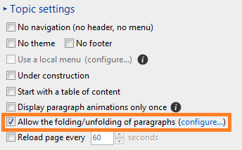 Allow the folding&unfolding of paragraphs in TOWeb