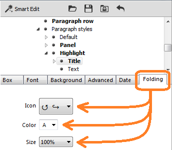 Customize folding icons of paragraphs