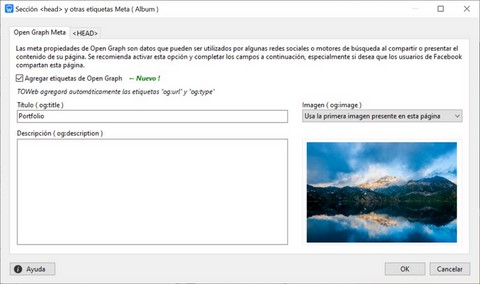 Soporte Open Graph en TOWeb