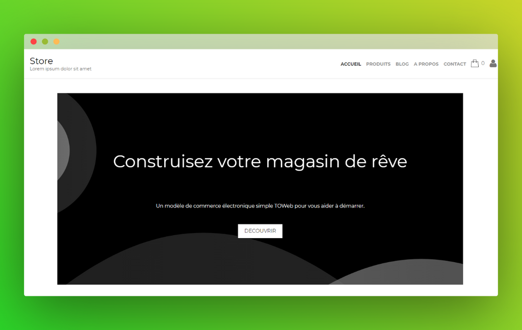 Modèle de site TOWeb épuré StoreStarter