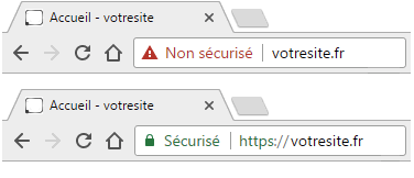 Affichage sécurisé et non sécurisé dans Google Chrome