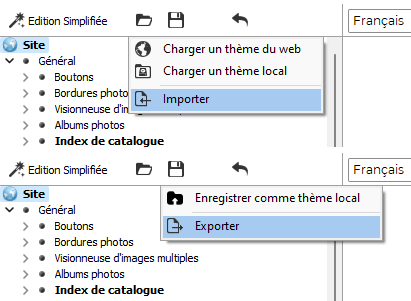 Import et export de thèmes