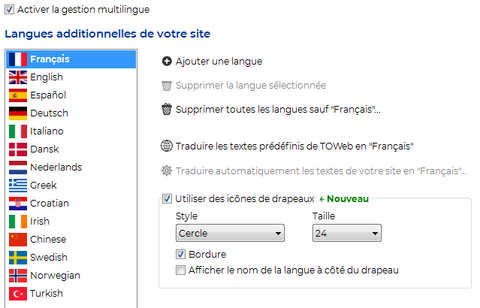 Drapeaux pour site mulitingues