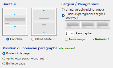 Création assistée de paragraphes dans TOWeb