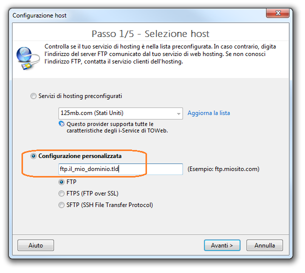 TOWeb Selezione host