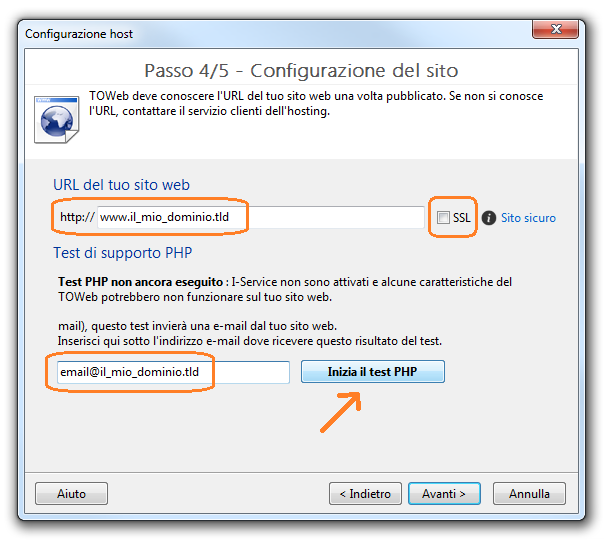 TOWeb Configuration del sitio