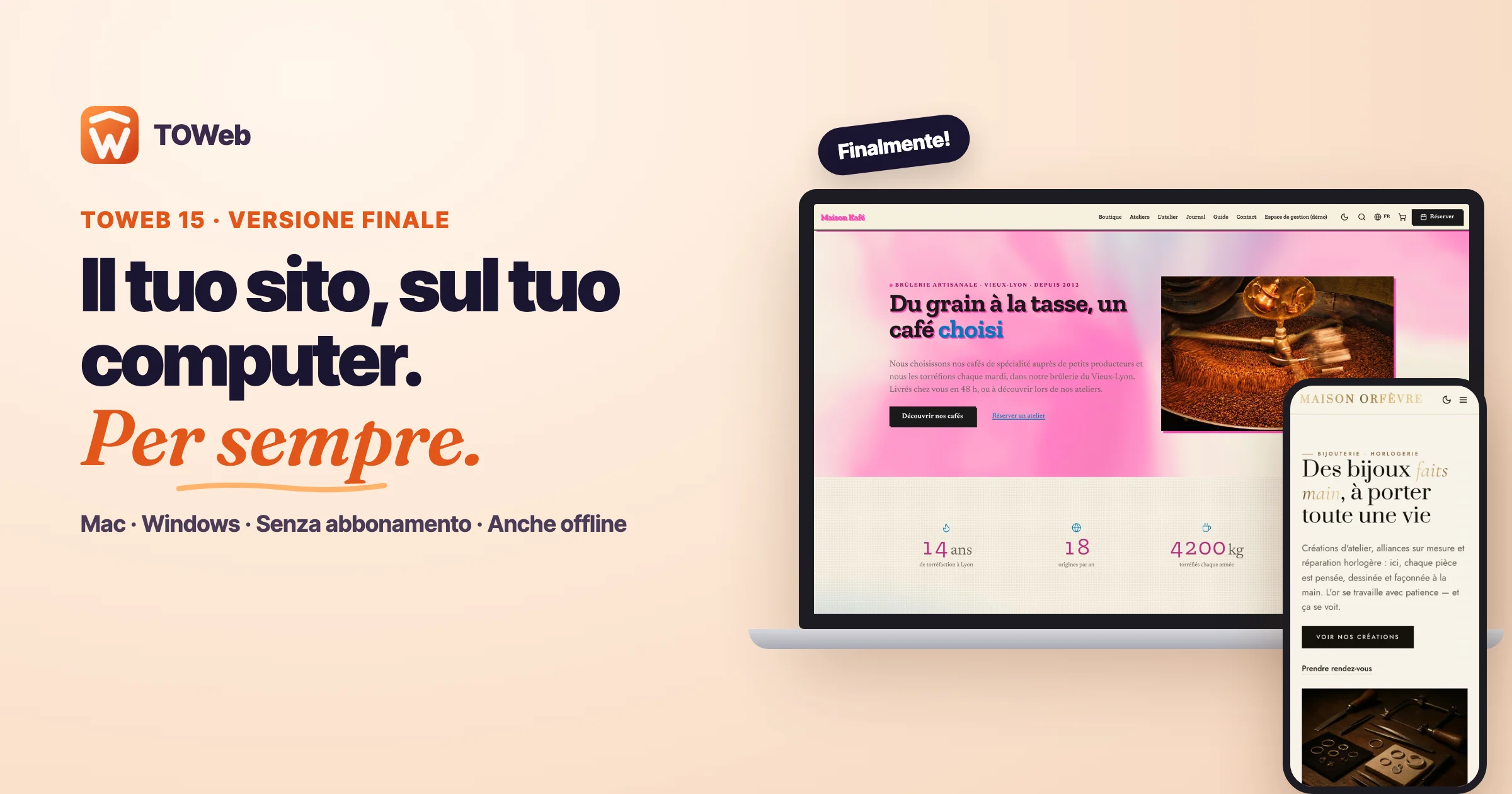 TOWeb 15 versione finale: cosa è cambiato, e gli ultimi giorni al prezzo di accesso anticipato