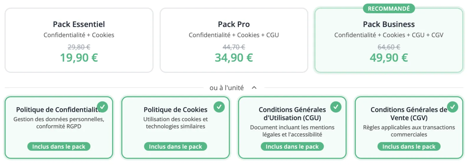 Les packs de textes juridiques de WebLegal et leurs prix