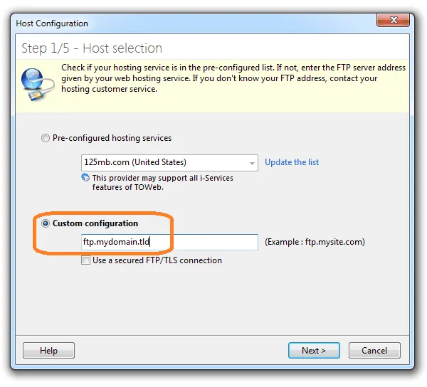 Host selection in TOWeb