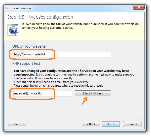 Website configuration in TOWeb