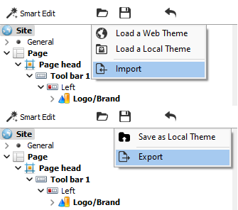 Import and export of themes