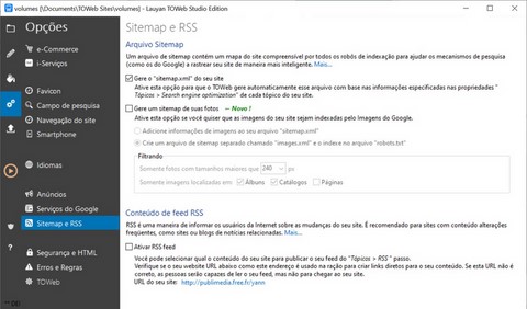 Configuração do Sitemap no TOWeb