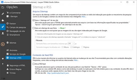 Configuração do Sitemap no TOWeb