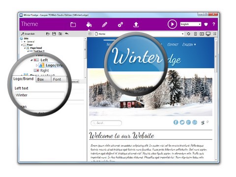 Editor de modelo de site responsivo no TOWeb, o software de criação de sites responsivos