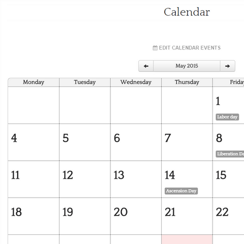 Calendário Web responsivo