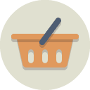 ícone círculo plano cesta carrinho de compras