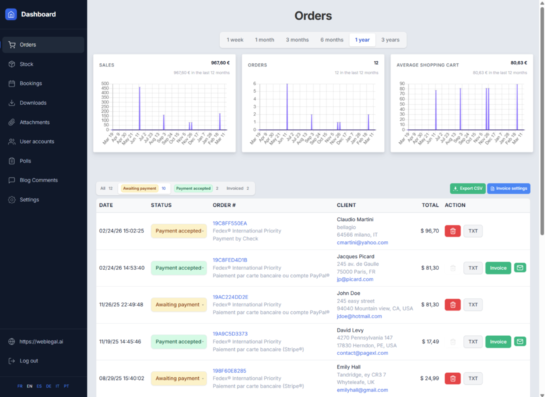 TOWeb backoffice example