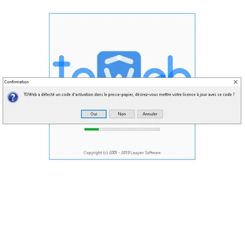 TOWeb V8 __________ Etape 3 installation clef TOWeb V8